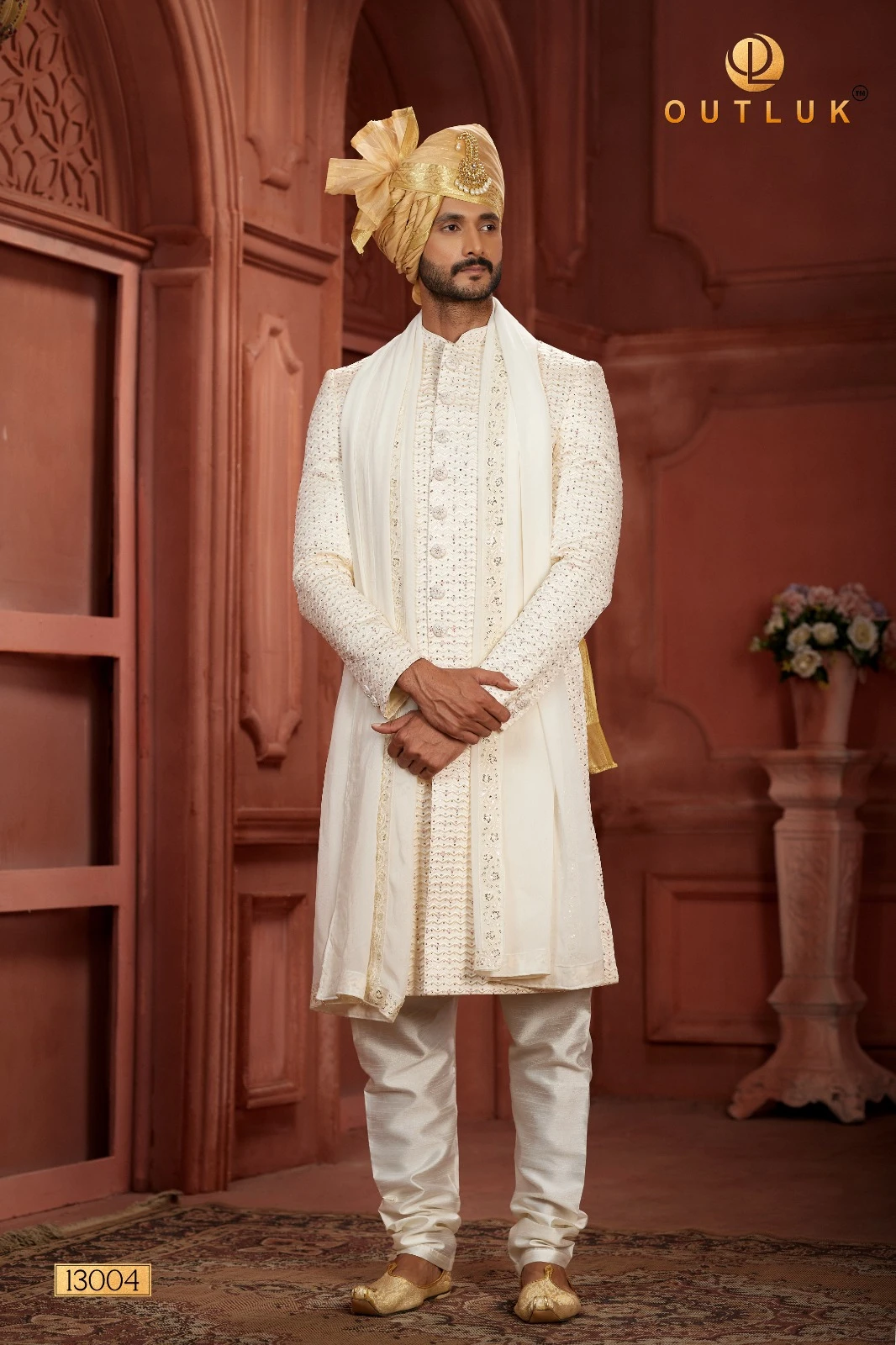 Outluk Wedding Sherwani Vol 13 Pure Silk Wholesale Handwork Sherwani Collection Catalog — Singles, MPA wholesale from Surat - Gallery Image 12